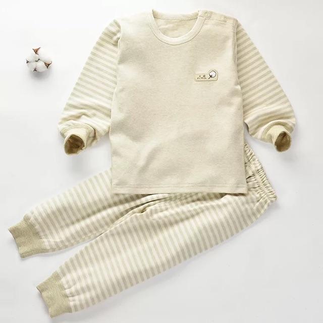Set quần áo Thu Đông 100% cotton hữu cơ tự nhiên cho bé 3-24m