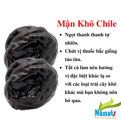 Mận khô Chile, quả to, cùi dày, vị ngọt thanh thanh không tẩm ướp đường, ăn vặt mẹ bầu không lo tăng cân