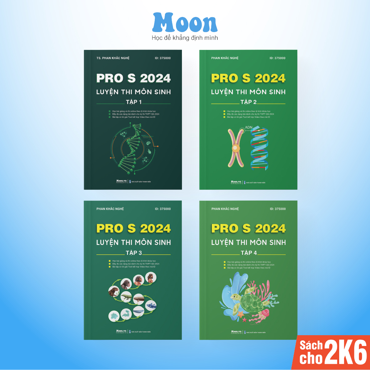 Bộ Sách ID MoonBook Luyện Thi Môn Hóa Sinh Học PRO S Kèm Khóa Học Cả Năm 2023 - 2024