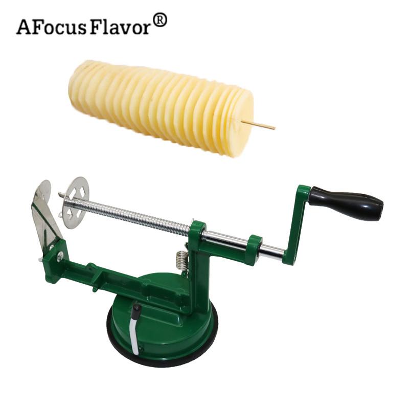 1 Máy Tính Khoai Tây Twister Khoai Tây Cắt Lát Thép Không Gỉ Phụ Kiện Nhà Bếp Lốc Máy Thái Bằng Tay Cắt Xoắn Ốc Chip