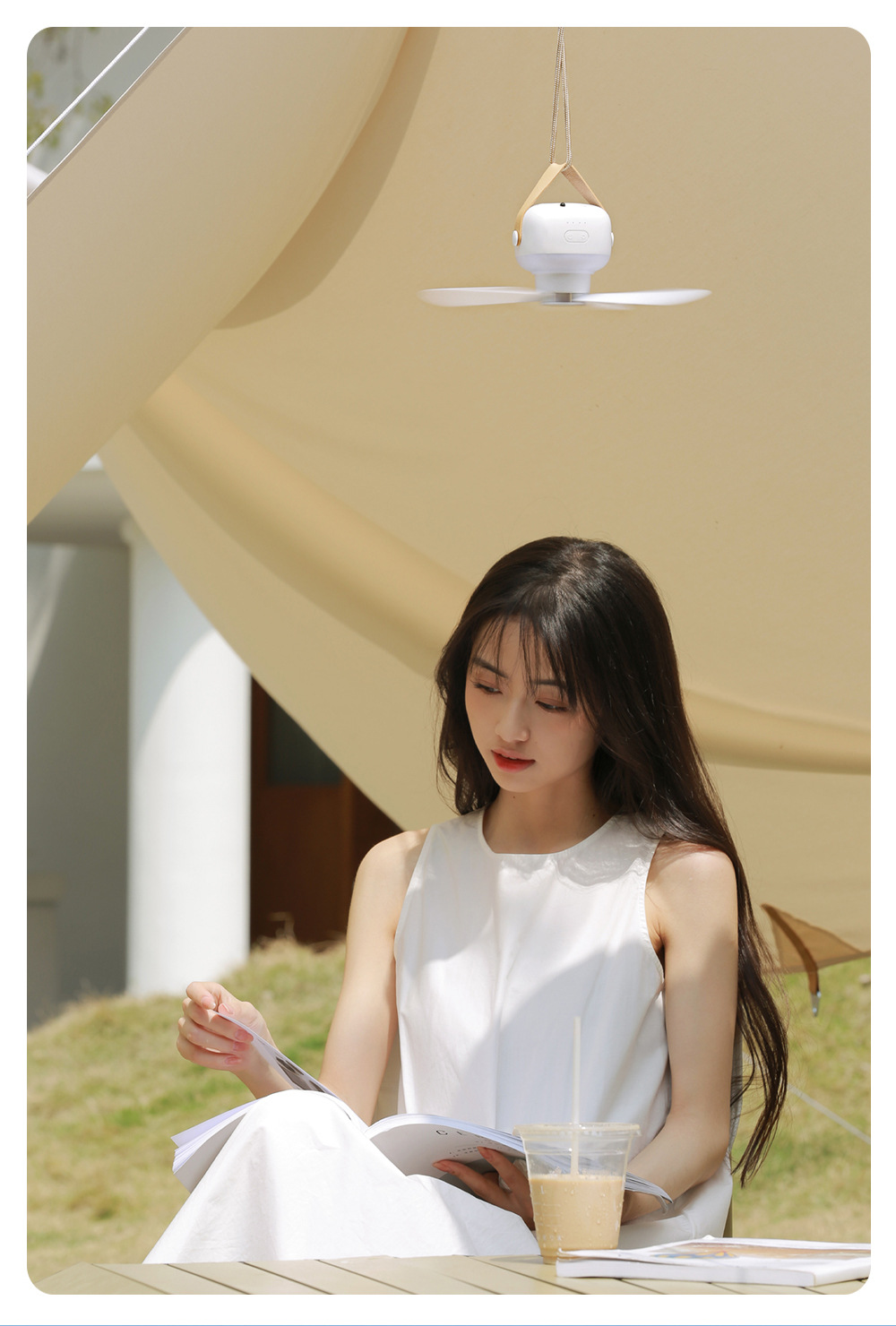 Bốn tốc độ có thể sạc lại điều khiển từ xa gió lớn im lặng quạt trần với ánh sáng ban đêm cho ký túc xá và cắm trại ngoài trời