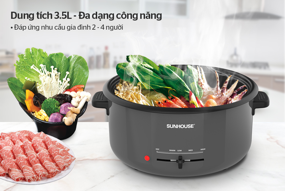 Nồi lẩu điện 3.5L SUNHOUSE SHD4523 - Hàng chính hãng