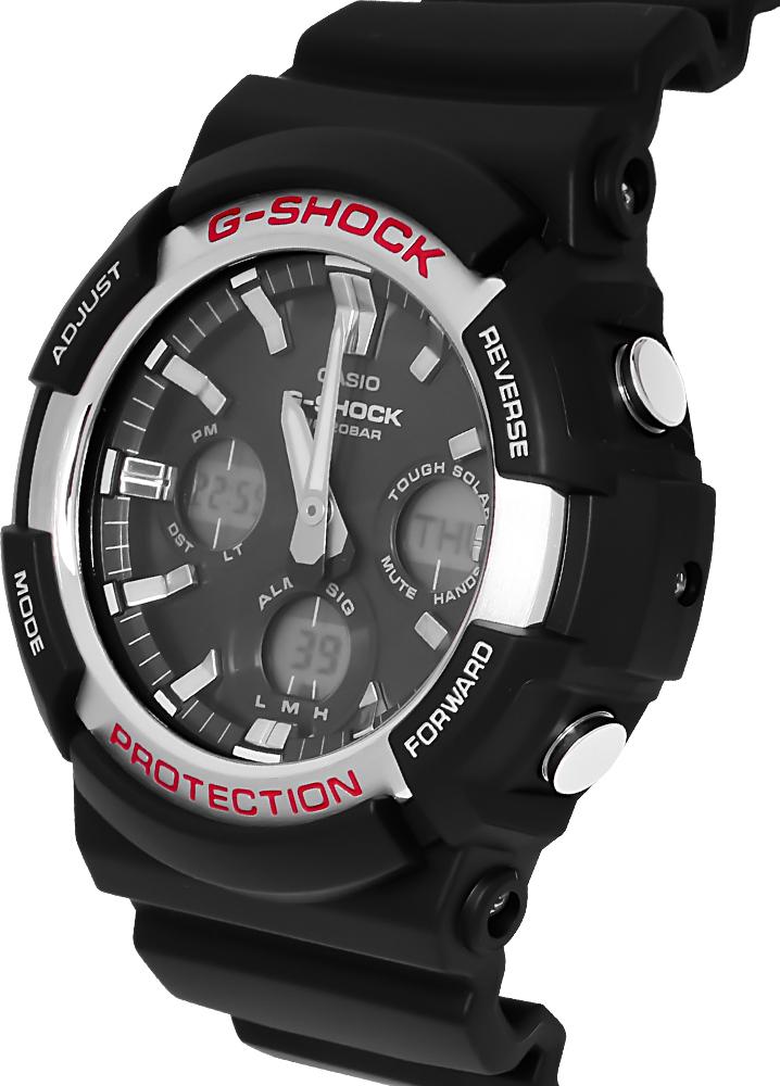 Đồng Hồ Nam Casio G Shock GAS-100-1ADR Dây Nhựa - Pin Năng Lượng - Hai Đèn Led