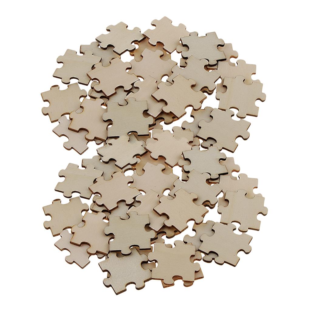 100 Pieces Blank Wooden Puzzle Embellishments Wood Slices DIY Arts Crafts