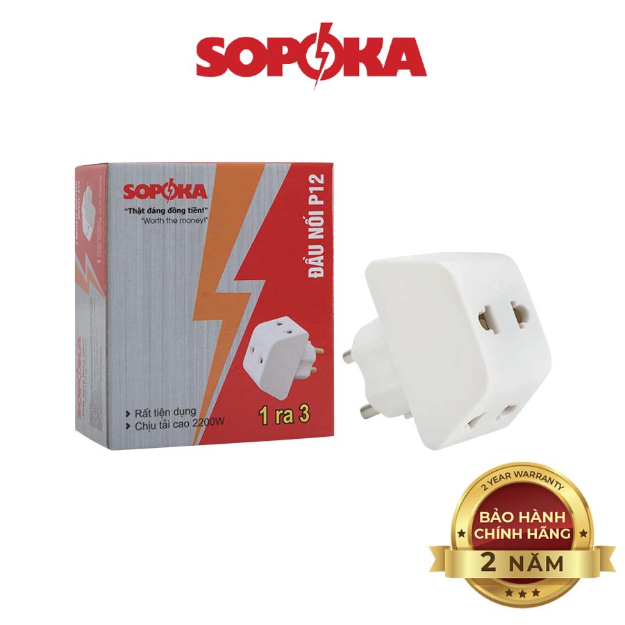 Đầu nối chia điện đa năng 3 cửa SOPOKA P11 P12 chịu tải 2200W