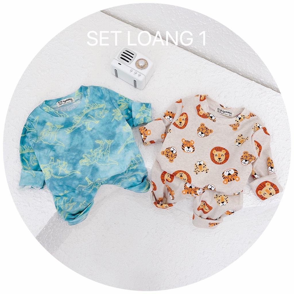 Set 2 bộ dài tay thu đông hình sư tử và khủng long cho bé - MC180