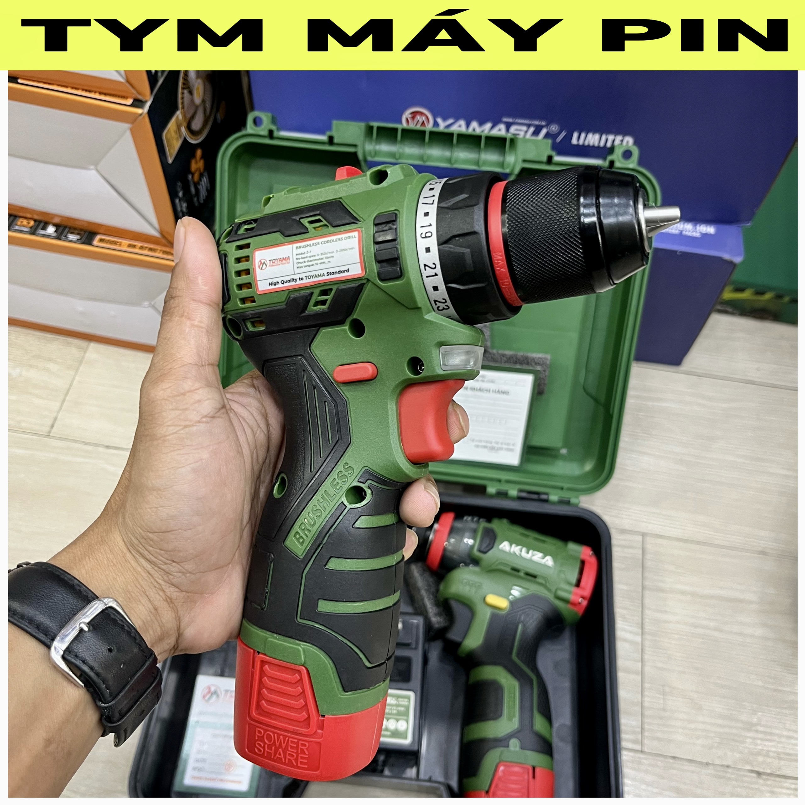 Combo khoan Toyama Z7 và Vít búa Akuza CV2 – Tym Máy Pin