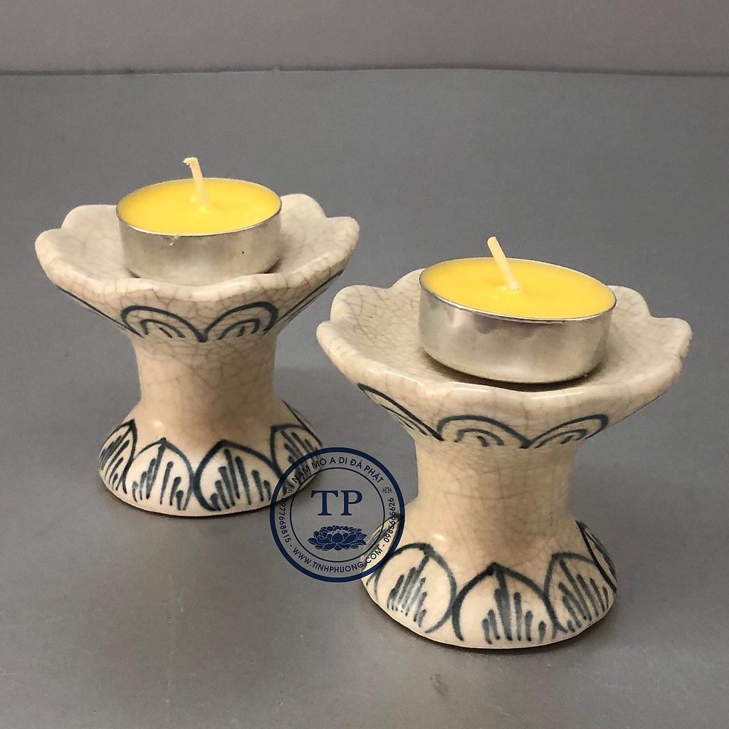 Đôi chân đế đựng nến thờ bằng sứ men rạn KH121161