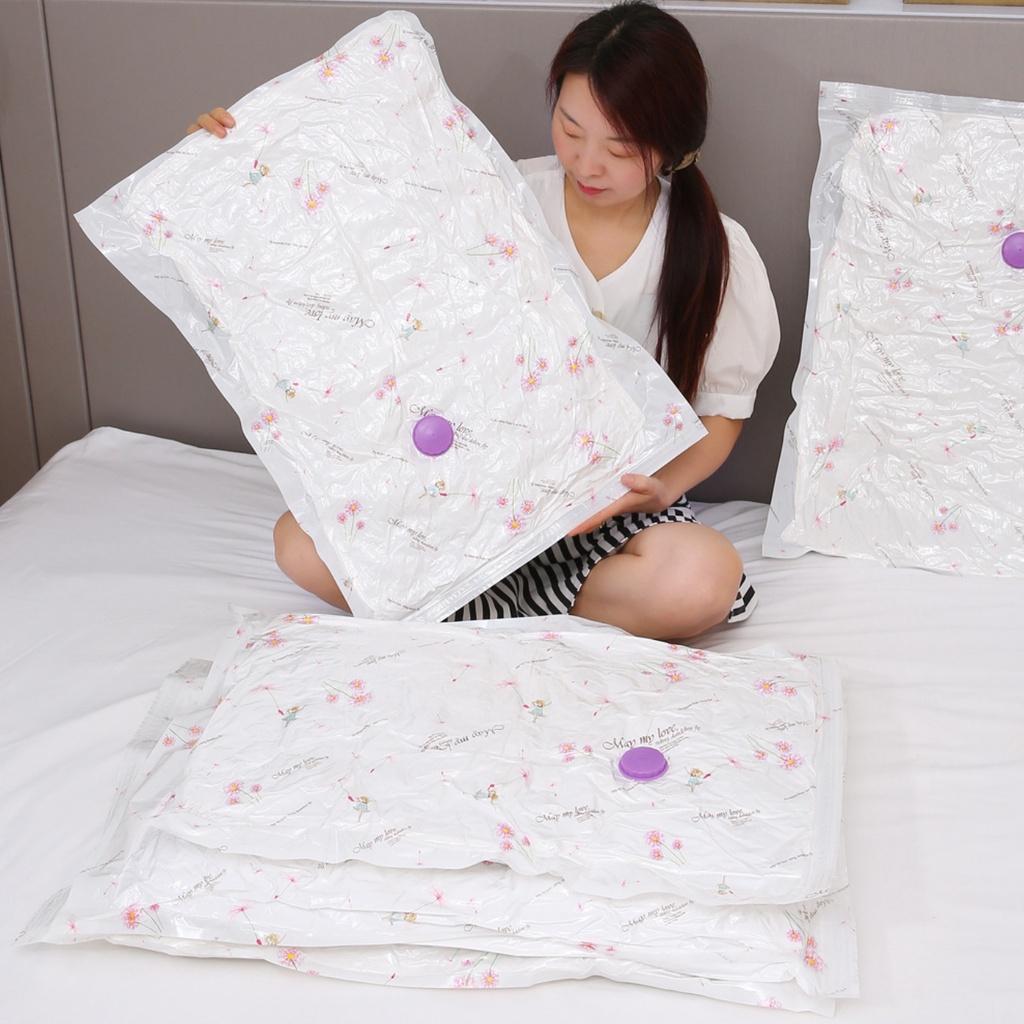 Bộ 6 Túi hút chân không bảo quản quần áo chăn màn + Tặng Bơm hút chân không