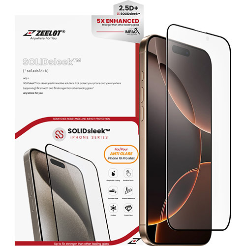 Dán màn hình cường lực Full viền chống vân tay Zeelot SOLIDsleek iP 16 Series - Hàng chính hãng
