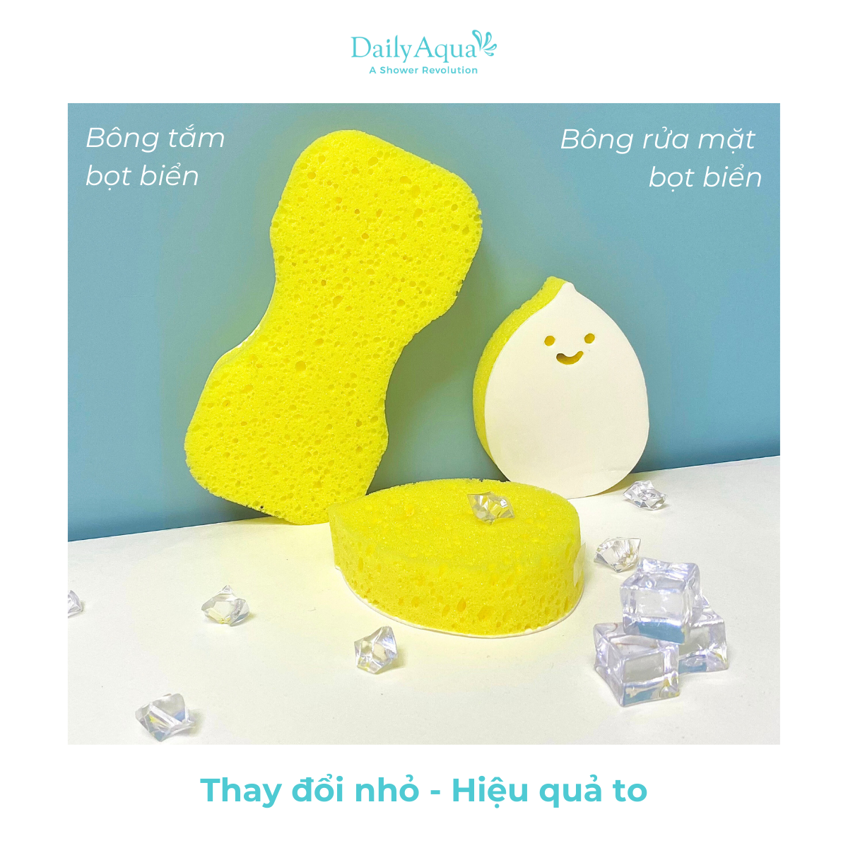 Bông Tắm, Bông Rửa Mặt Bọt Biển Daily Aqua - Làm Sạch Da, Tẩy Tế Bào Chết