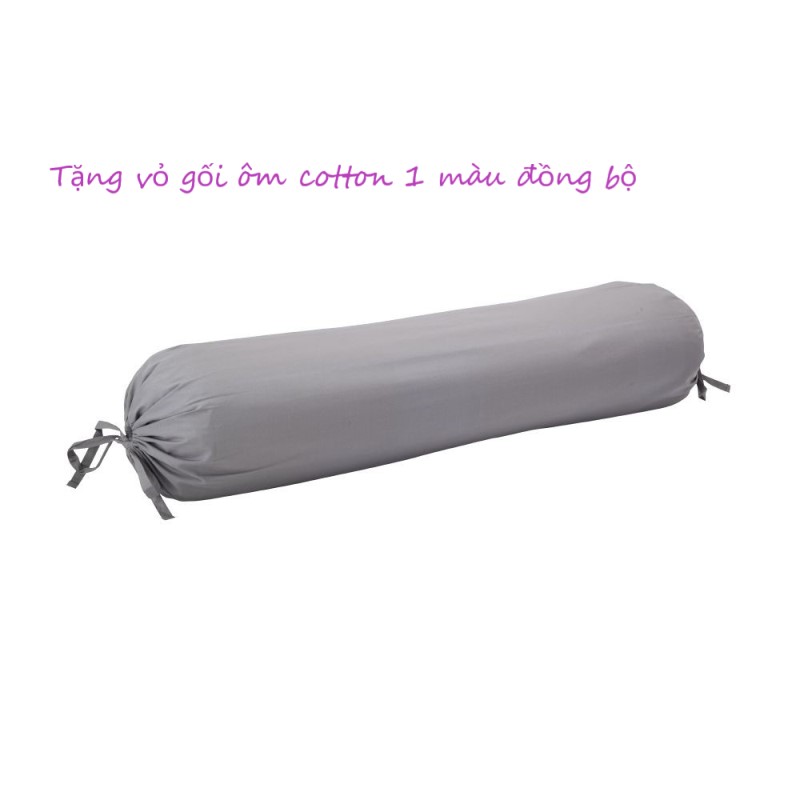 Bộ Ga Gối Cotton Tici Kẻ LIDACO Cao Cấp - Kẻ Cam - Tặng 01 Vỏ Gối Ôm