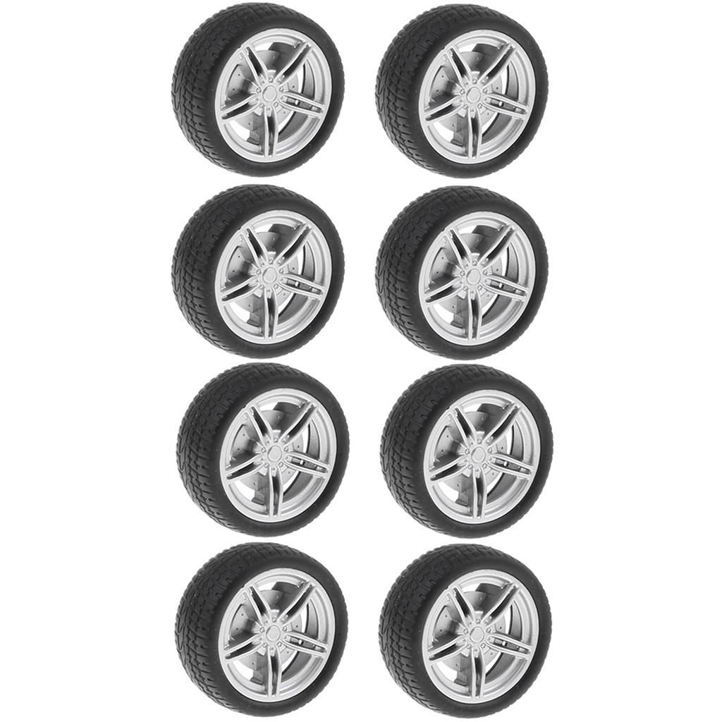 10 Pieces 30mm 5-Spoke Wheel Rim & Rubber Tyres for RC Racing Car DIY Accs