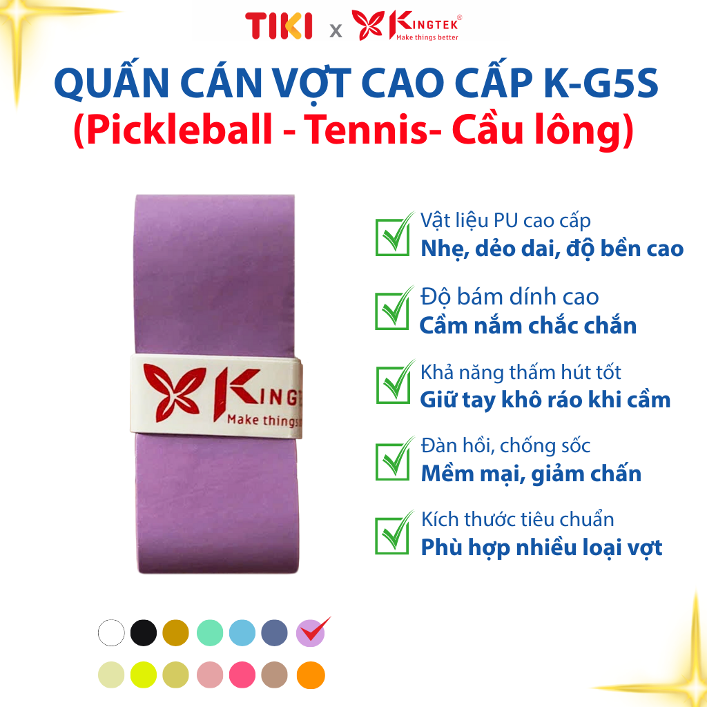 Quấn Cán Vợt KINGTEK K-G5S | Overgrip Cao Cấp Cho Pickleball  - Cầu Lông - Tennis | Êm Tay – Chống Trượt – Hút Mồ Hôi - Tùy chọn