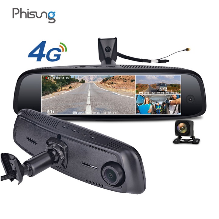 Camera hành trình cao cấp Phisung E09-3 tích hợp 3 camera, 4G, Android, Wifi - Hàng Chính Hãng