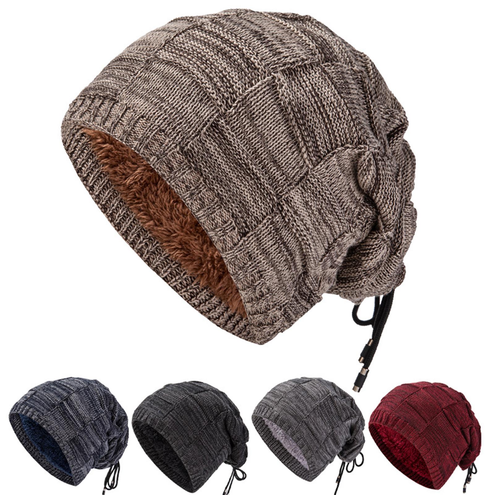 Dual-Purpose Winter Warm Knitted Beanie Hat Neck Warmer Fleece Lined Cap Neck Gaiter for Men and Women Cold Weather Outdoor Sports
