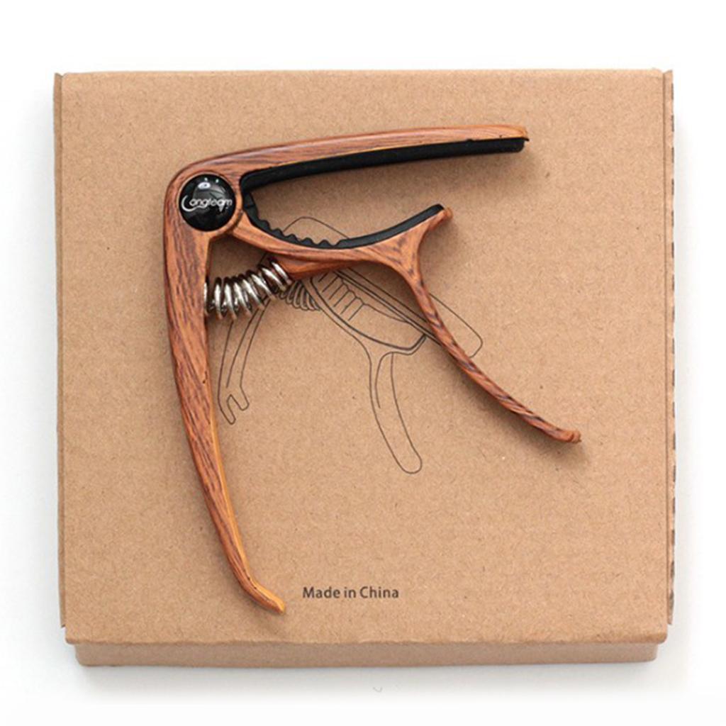 Wood Grain Guitar Capo Tuner Quick Change Key Clamp