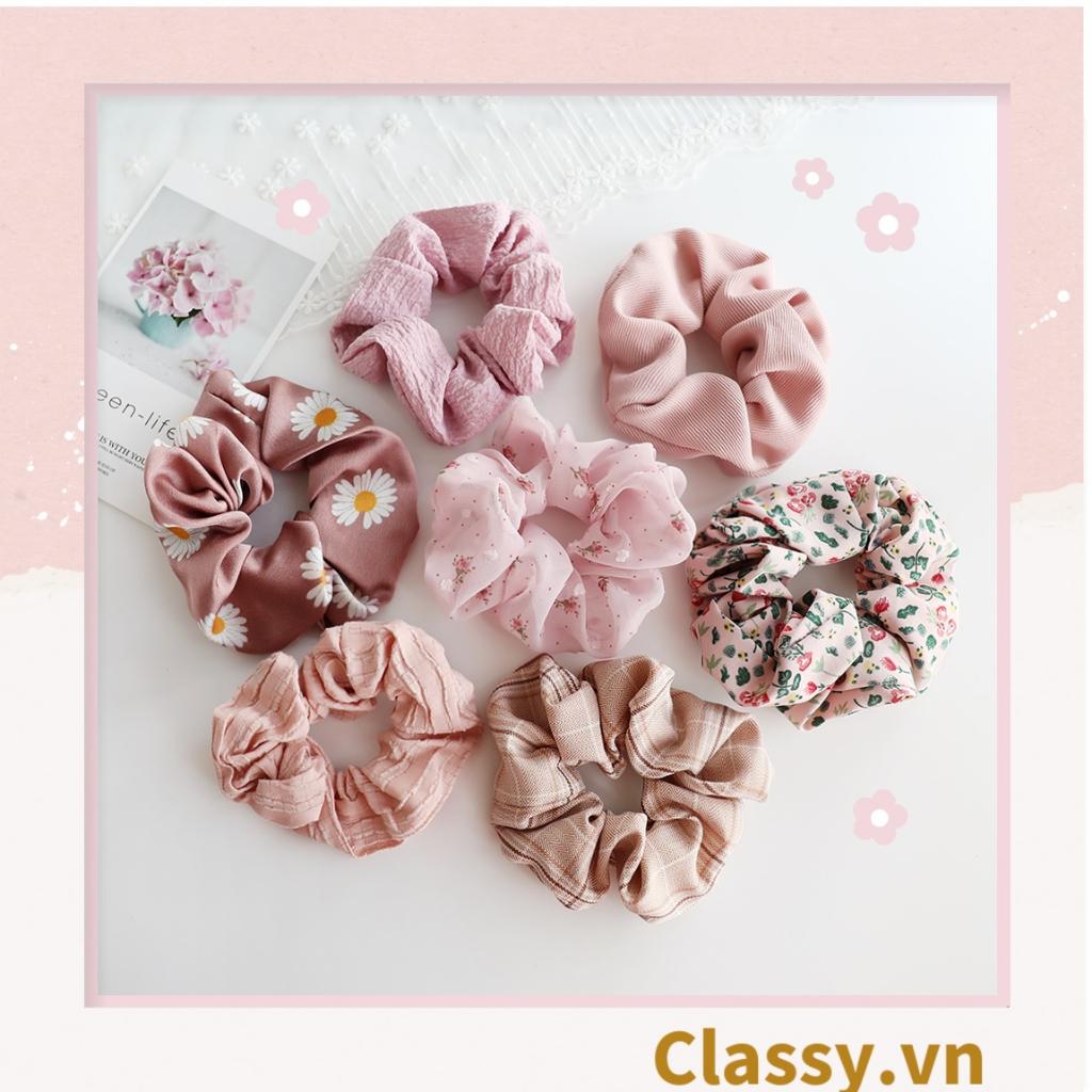 Scrunchies buộc tóc tông màu hồng ngọt ngào, nữ Classy tính thanh lịch PK1338