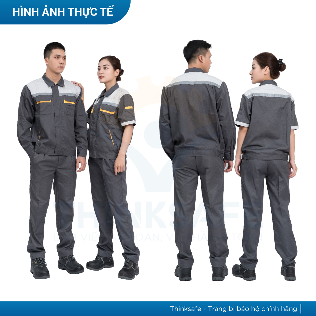 Quần áo bảo hộ lao động Thinksafe áo lao động kỹ sư công nhân có túi hộp thoải mái thoáng mát thấm hút mồ hôi PR04