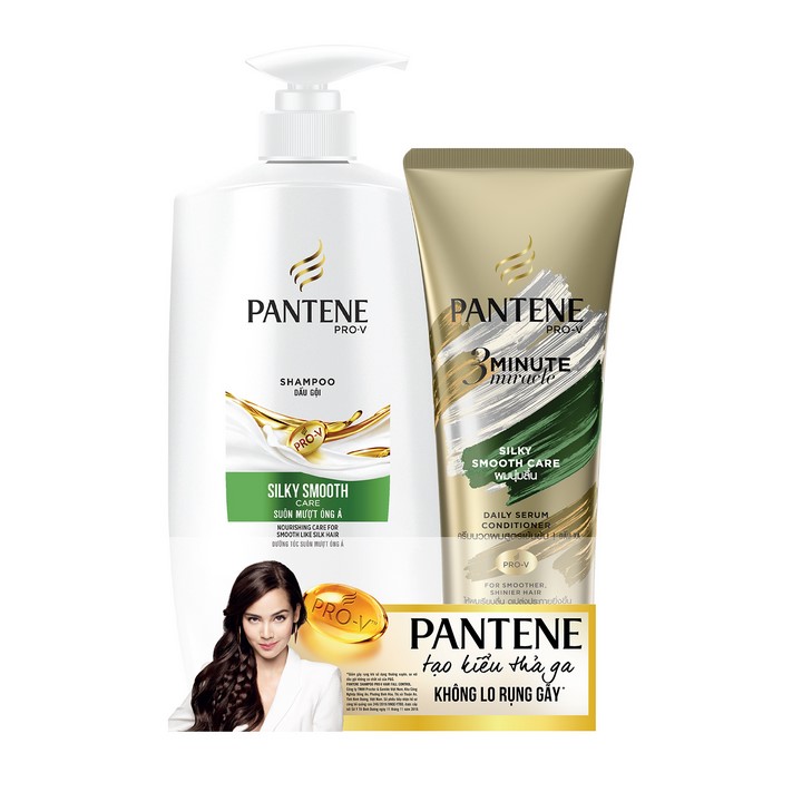 Bộ Đôi Pantene Suôn Mượt Óng Ả (Dầu Gội 900ml + Kem Xả 150ml)