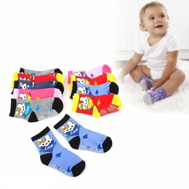 Đôi Tất Màu Chống Trượt Cho Bé Từ 0 - 6 Tháng