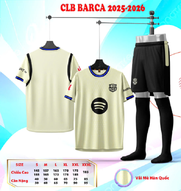 Bộ Quần Áo Bóng Đá Người Lớn - Barca ( Vải Mè )