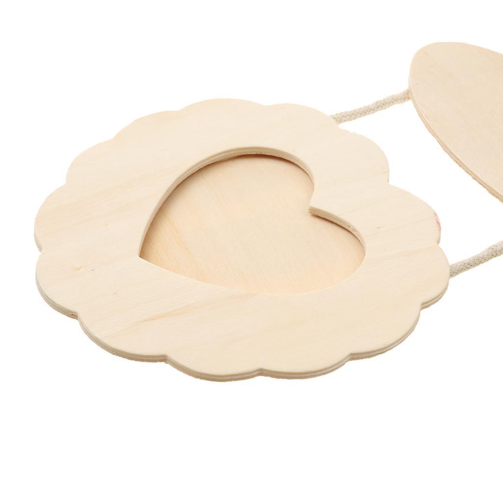 Rustic Wooden Love Heart Flower Shape Hanging Photo Frames DIY