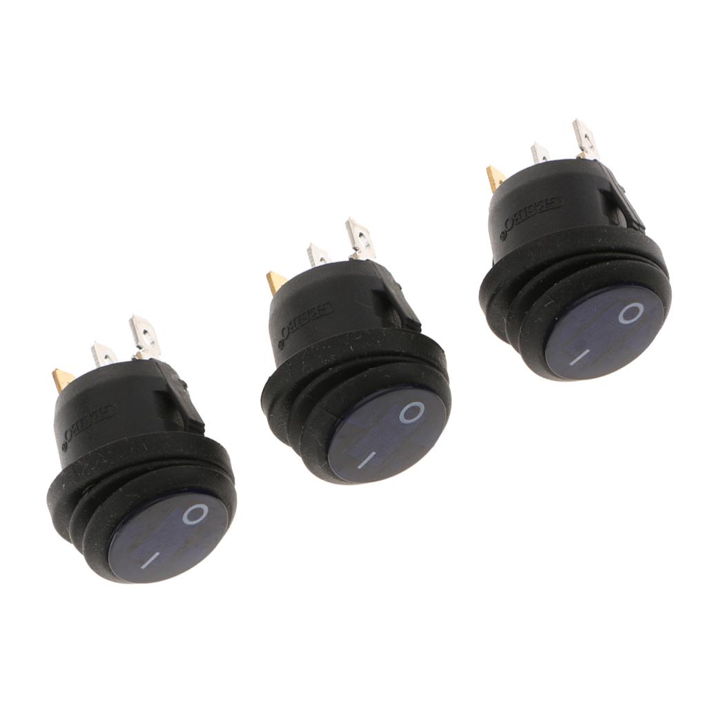 3PCS Blue LED Light 12V Car Marine Boat Round Rocker ON/OFF Toggle Switch
