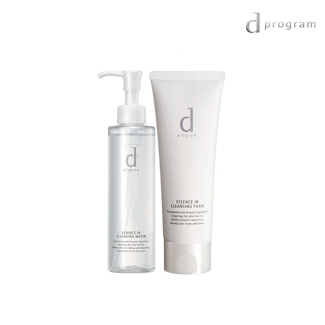 Bộ đôi nước tẩy trang và sữa rửa mặt tạo bọt dưỡng da D Program dành cho da nhạy cảm Essence In Cleansing Water & Cleansing Foam