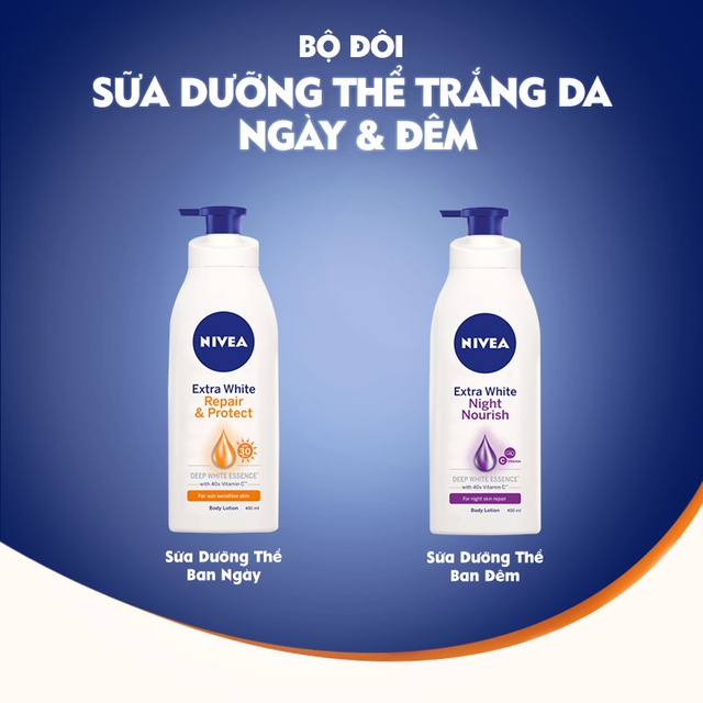 Bộ đôi Sữa Dưỡng Thể Trắng Da Nivea Ban Đêm (400ml) - 88126