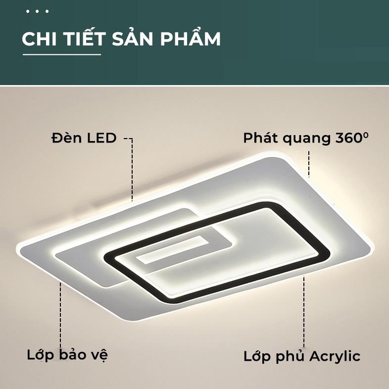 Đèn ốp trần thông minh loại đèn trần phòng khách, phòng ngủ, đèn led trang trí đổi màu với 3 chế độ có điều khiển từ xa