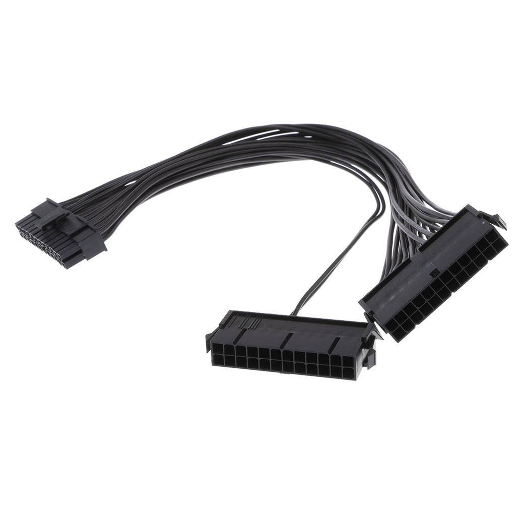2x ATX 24 Pin Dual PSU Power Supply Extension Cable Synchronous Mining Cord