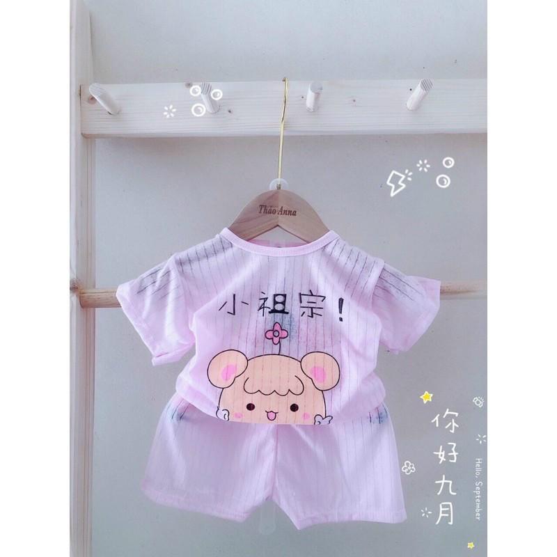 Combo 5 bộ coton giấy màu cộc cho bé gái size 4-15kg