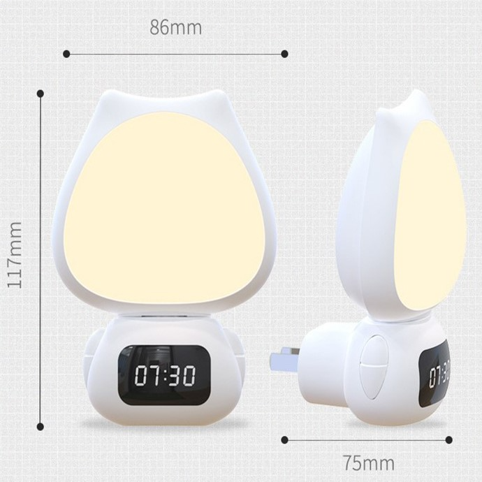 Đèn ngủ điều khiển từ xa bảo vệ mắt, tích hợp đồng hồ xem giờ với 3 chế độ sáng, điều chỉnh độ sáng 10 cấp độ, pin 300mA
