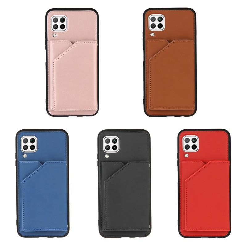 Ốp điện thoại da màu trơn có ngăn đựng thẻ cho Huawei Nova 6SE 7i 4e P40 lite P30 lite P30 Pro P Smart Z Y9 Prime 2019