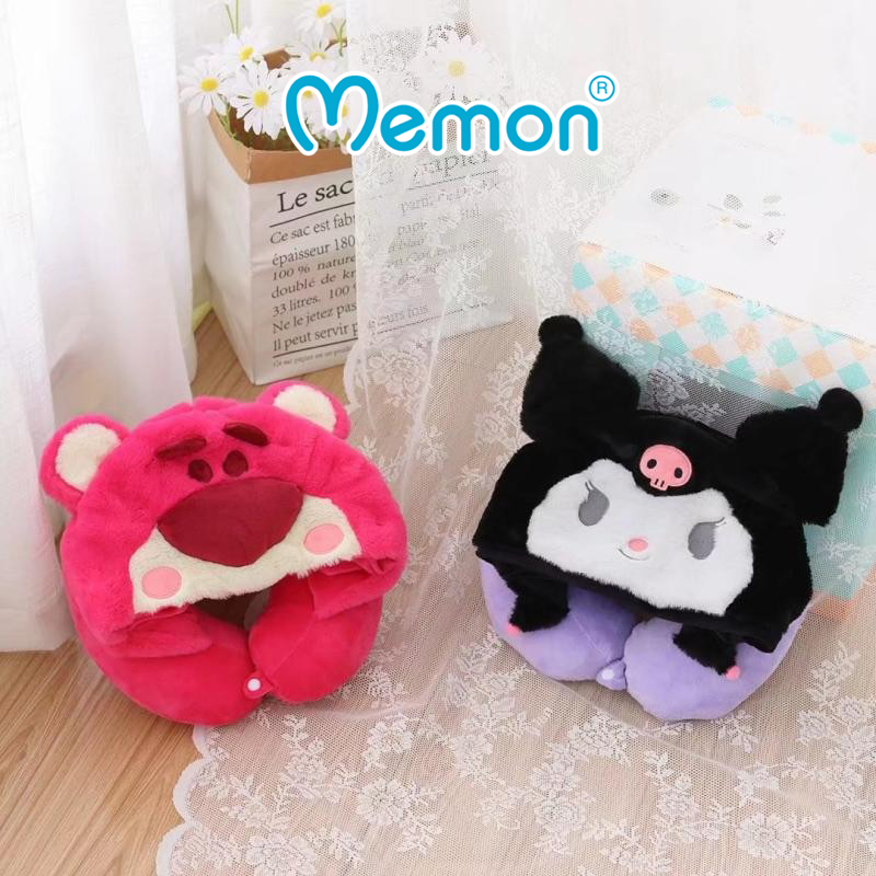 Gối Kê Cổ Kèm Nón Cao Cấp Memon (Gối Cổ Kuromi, Gối Cổ Stitch, Gối Cổ Lotso)