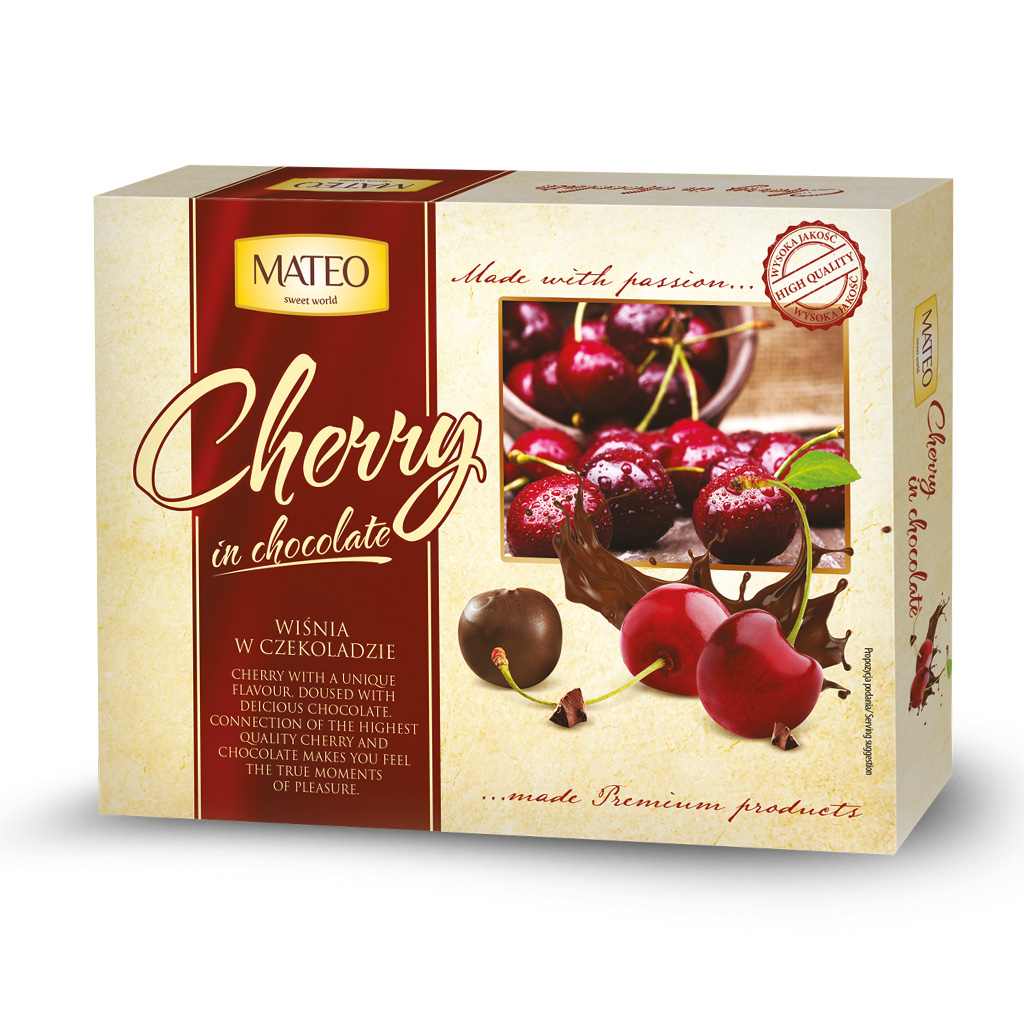 Sô cô la nhân quả Cherry hiệu Mateo, loại 170g/hộp, hàng mới 100%, xuất xứ Ba lan