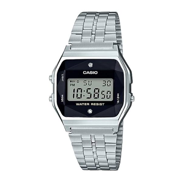 Đồng Hồ Unisex Dây Thép Casio A159WAD-1DF Kim Cương Tự Nhiên | Made in Japan | Pin 7 Năm