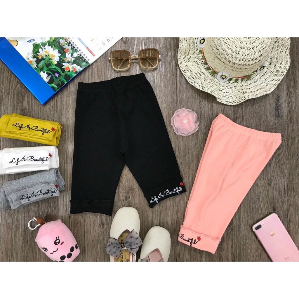 Quần thun bé gái, quần leggings lửng cho bé gái size 10-30kg chất cotton siêu co giãn mặc chuẩn form