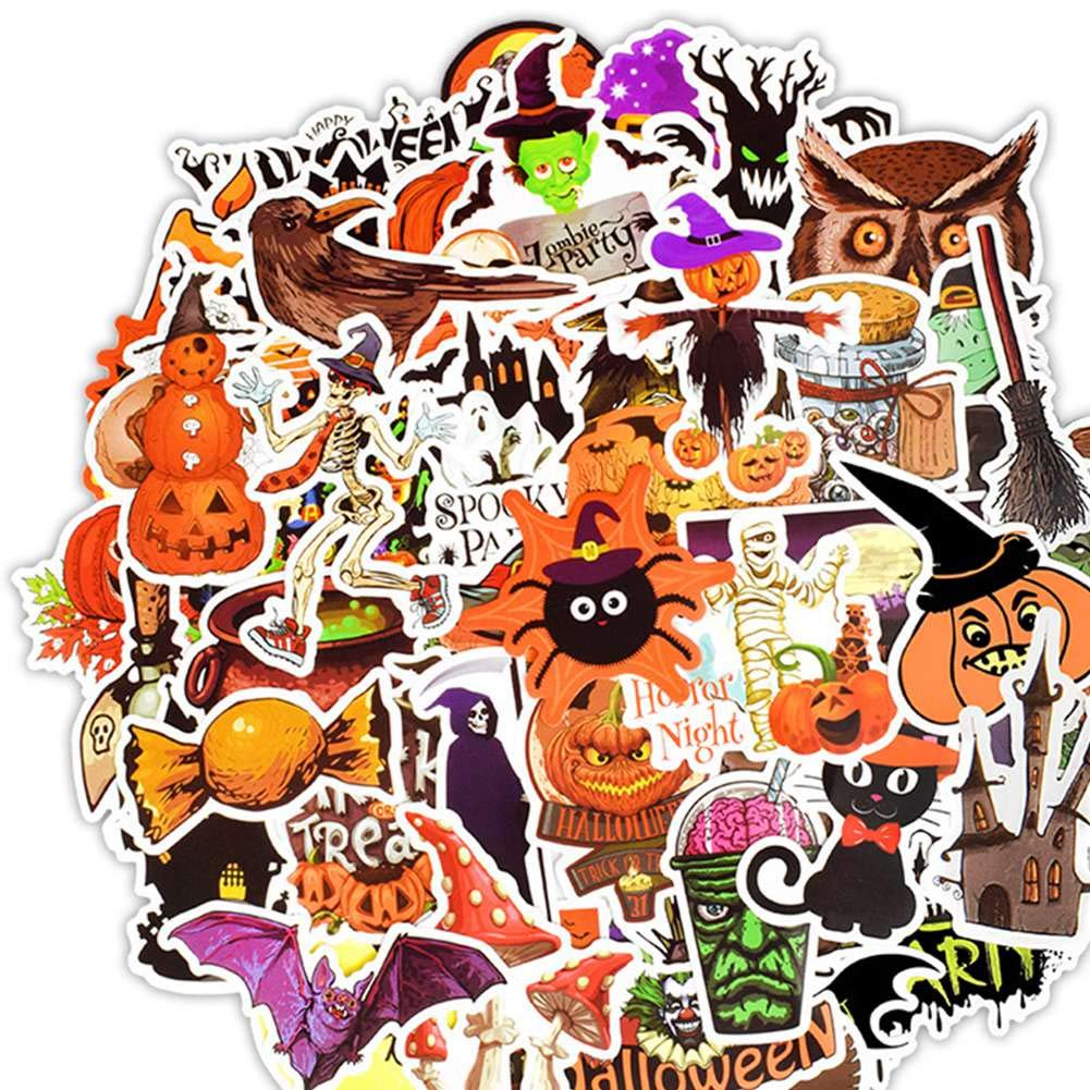 Set 30 Sticker Halloween ảnh ép lụa ( giao mẫu ngẫu nhiên)