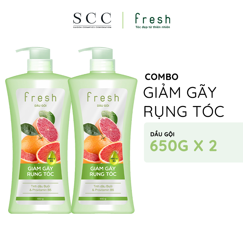 Combo 2 chai dầu gội Fresh Giảm gãy rụng chiết xuất Bưởi hồng ngọc 650g