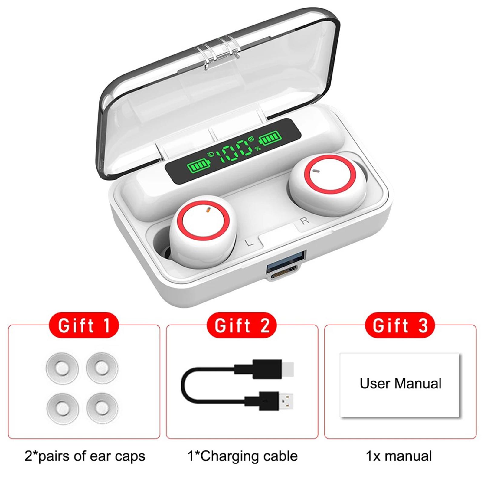 Tai nghe F9-3 Bluetooth 5.1 TWS không dây,điều khiển cảm ứng có hộp sạc 2800mAh và màn hình nguồn Pin Mini