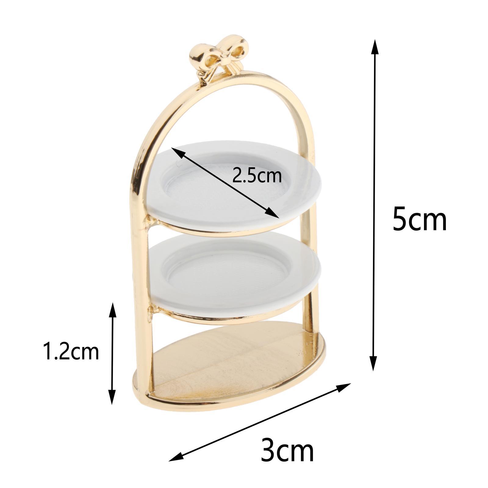 1:12 Dollhouse Miniature Gold 3-Tier Dessert Cake Bread Rack Stand Tray