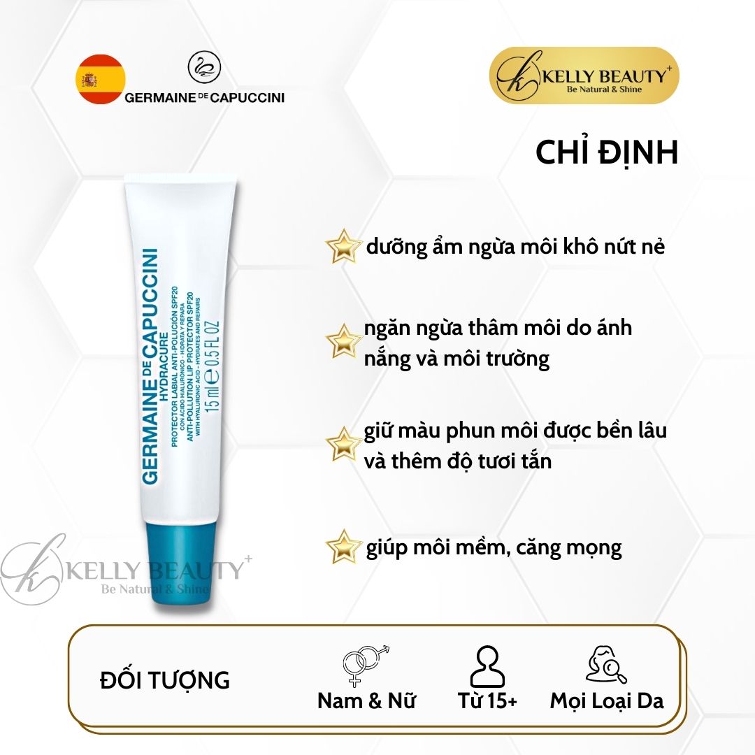 Son Dưỡng Môi Germaine Hydracure Anti-Pollution Lip Protector SPF20 - Chống Nắng, Dưỡng Ẩm, Phục Hồi Môi | Kelly Beauty