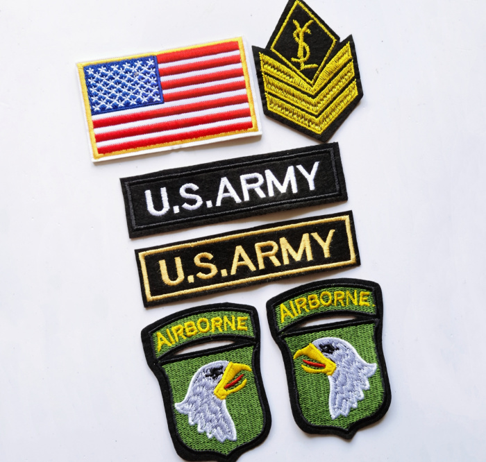 6 Miếng Huy Hiệu Quân Đội Thêu Ủi Army Patch Ủi Sticker Thêu Logo Ủi Dùng Trang Trí Quần Áo MS221583