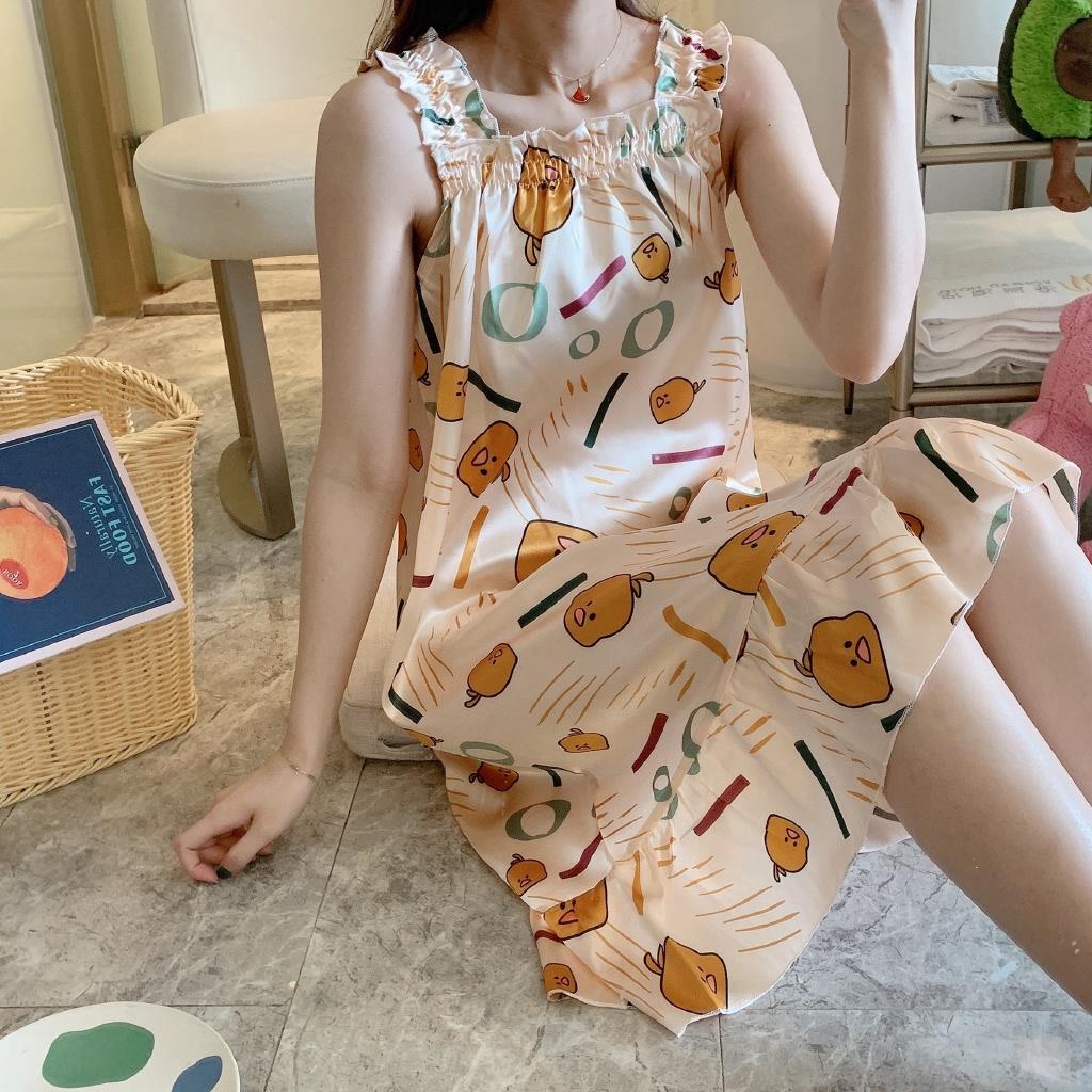 Đồ ngủ nữ mùa hè phiên bản Hàn Quốc của đồ ngủ váy ngắn tay nữ
