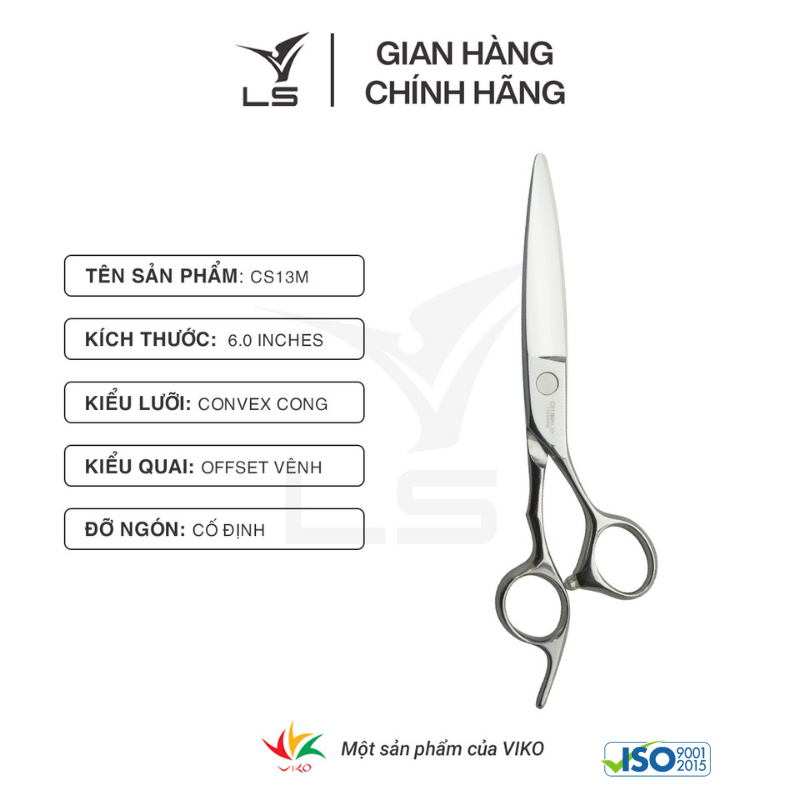 Kéo chuốt tóc LS lưỡi cong một lưỡi sắc offset vênh đỡ ngón cố định CS13M