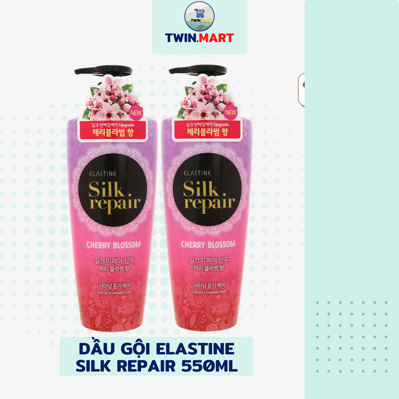 Dầu gội chăm sóc và nuôi dưỡng tóc Elastine Silk Repair 550ml tặng kèm dầu xả Elastine Love me 170ml