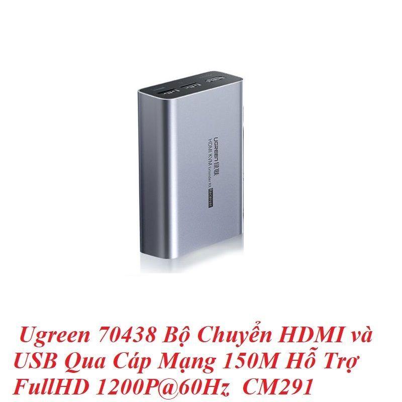 Ugreen UG26392CM291TK S 150m Bộ NHẬN only Receiver kéo dài tín hiệu HDMI + USB qua cáp mạng Cat5e/Cat6 Chuẩn cắm US 70438eu 26392 cần mua thêm bộ phát - HÀNG CHÍNH HÃNG