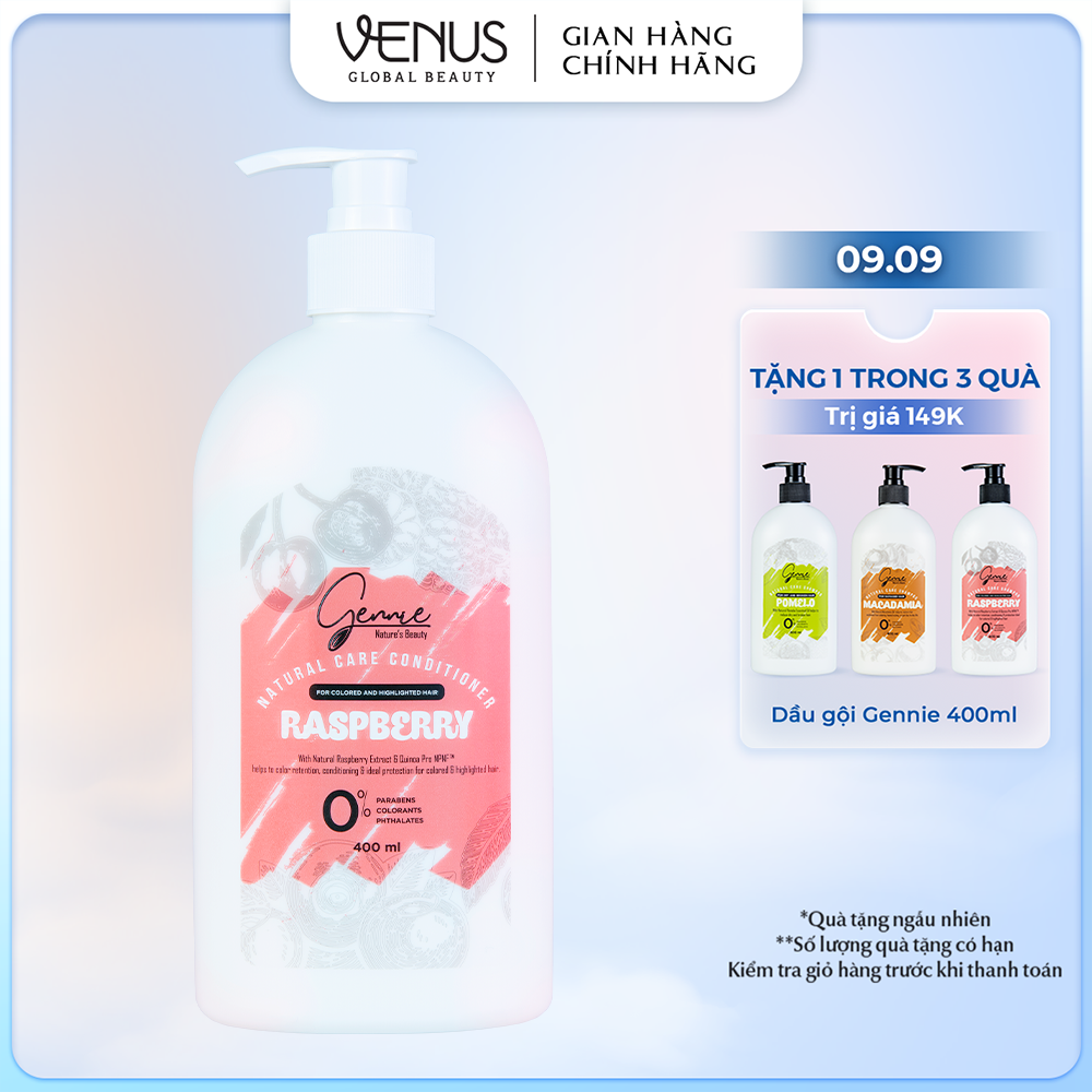 Dầu Xả Gennie Natural Care Chiết Xuất Raspberry Dành Cho Tóc Nhuộm Và Tóc Highlight 400ml Chính Hãng